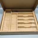 Umilife Extra Large Expandable Kitchen Siverware Utensils Drawer Organizer, 19" Deep for Big Drawer, Adjustable Bamboo Wood Drawer Divider with Curved Grooves, Cutlery Tray Flatware Holder. Size: Expandable 17~28 x 19 inch