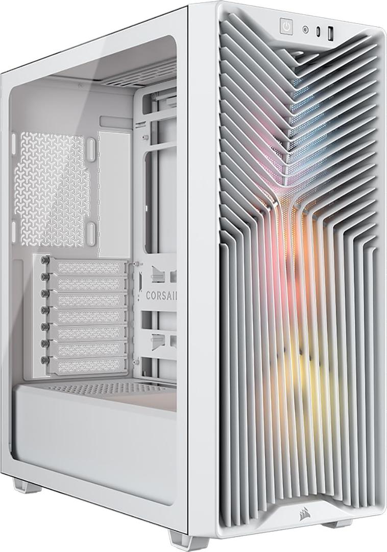 CORSAIR 3200D RS ARGB Mid-Tower PC Case – 3X RS120 ARGB PWM Fans Included, GPU Anti-sag Stabilization Arm, ASUS BTF, MSI Project Zero, Gigabyte Project Stealth – White