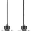 2-Pack Pendant Lights Kitchen Island, 7" Matte Black Hanging Lights Fixtures with Clear Glass Shade, Modern Kitchen Pendant Lighting Over Island for Dining Room, AD-24024-1P2-BK