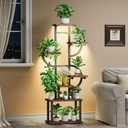 Asgolion Plant Stand Indoor with Grow Lights, 7 Tiered Indoor Plant Shelf, 56'' Corner Plant Stand for Indoor, Multi-Purpose Flower Display Shelves, Cactus-Shaped Plant Flower Holder, for Home, Patio, Rustic Brown