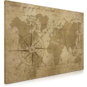 Navaris Magnetic Dry Erase Board - 16 x 24 inches Decorative White Board for Wall with Design, Includes 5 Magnets and Marker - Antique World Map