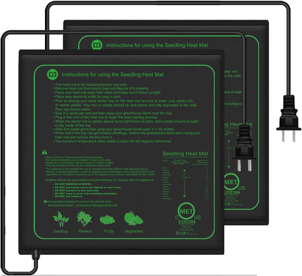 2 Pack Seedling Heat Mat for Seed Starting,20" x 20.75" Waterproof Heating Pad for Indoor Plants Germination(L)