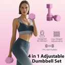 Adjustable Dumbbell Set of 2, 4 in 1 Free Weights Dumbbells Set for Women at Home, 5 lb Weights Dumbbells Set with Non-slip Comfort Handle for Home Gym Exercise Workout Training (Pink)