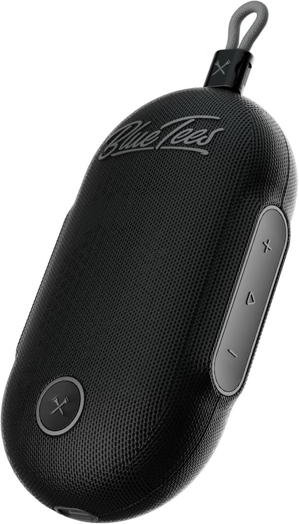 Blue Tees Golf Player Go - Compact GPS Speaker, Bluetooth Music & Audible GPS Distances, Auto Course Recognition, IPX7 Waterproof, 40,000+ Preloaded Courses, 16+ Hours Battery, Built-in Magnetic Strip (Black)
