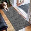 hicorfe Dirt Trapper Indoor Doormat,20"x59" Welcome Door mat,Non Slip Backing Washable Door Mats,Absorbent and Resistant Low-Profile Entrance Inside Floor Mat for Front Back Door,Entryway (Grey)