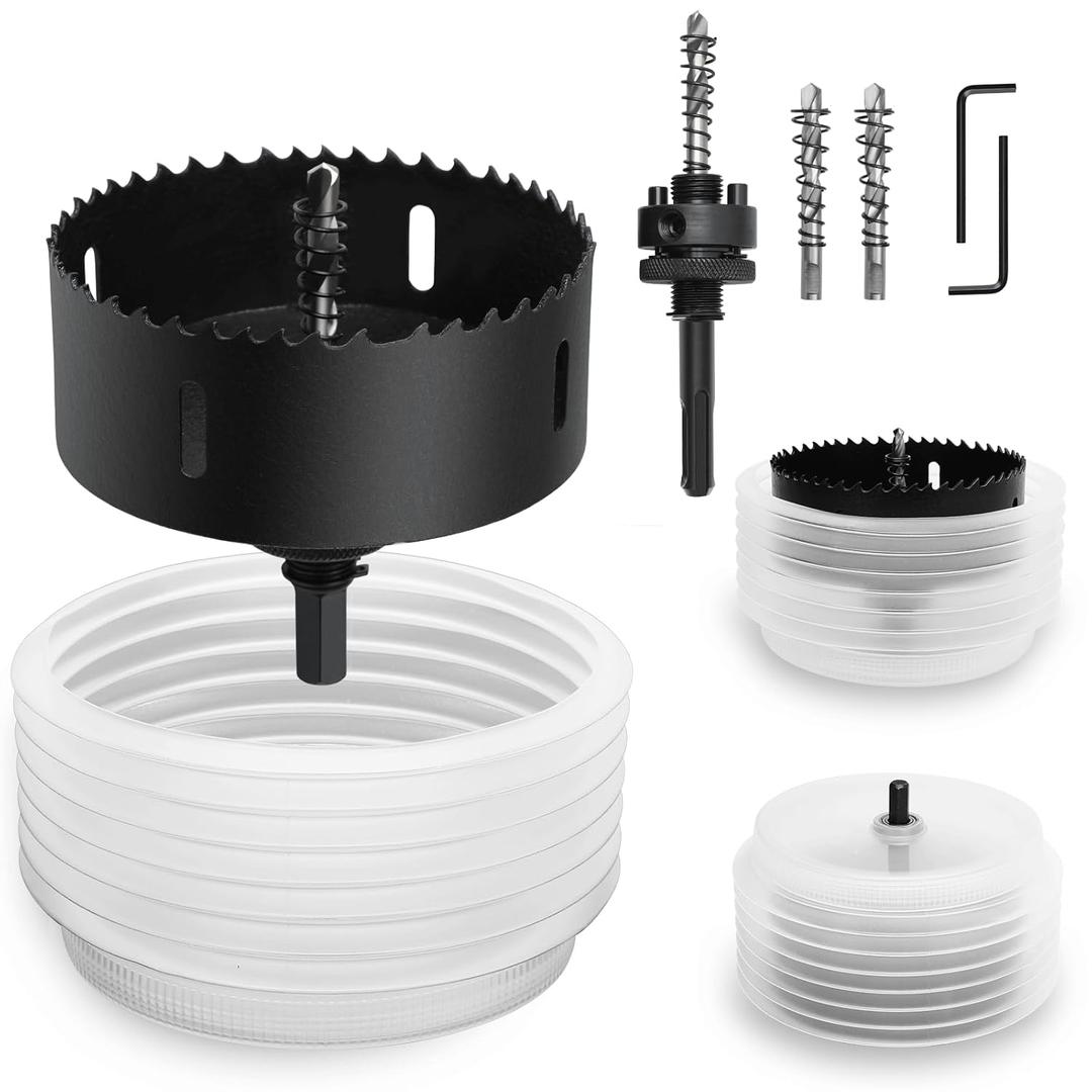 4-5/16" | 110mm Hole Saw for Recessed Lights,4-5/16" Bi-Metal Hole Cutter with Dust Bowl Include Hex Shank & SDS Plus for LED Recessed Ceiling Lighting and Wood Metal Drywall Can Lights