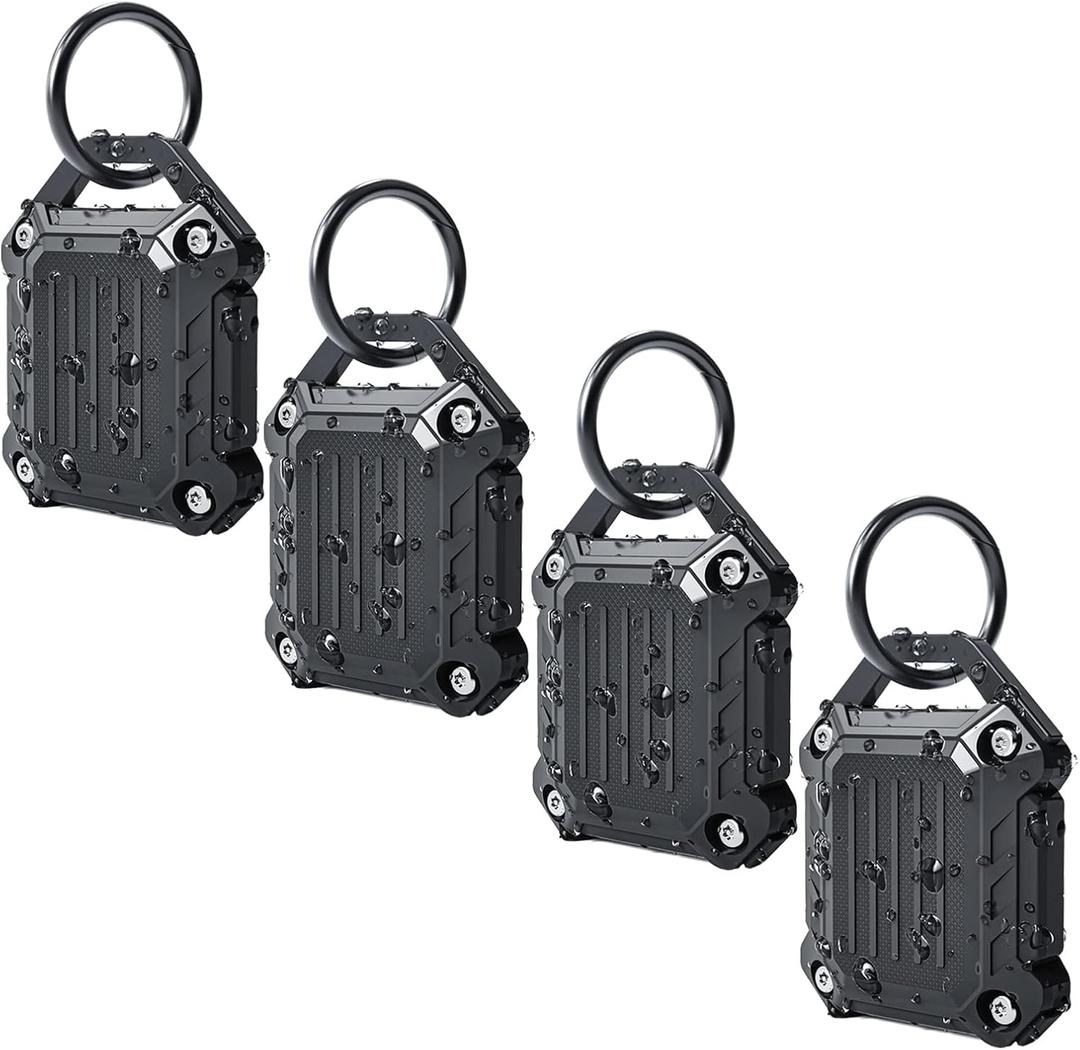 Dovick- Waterproof Airtag Keychain Holder Case 4 Pack,Screw Full Cover Compatible with Apple Air Tag Tracker Key Ring
