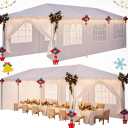 HOTEEL 10'x30' Canopy Party Tent with 6 Removable Sidewalls, Outdoor Event Tent for Weddings, BBQ, Parties, Patio Camping Gazebo, Waterproof, White