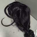 FantaLook Short Black Purple Cosplay Wig with 2 Buns for Halloween Party Costume Small Size