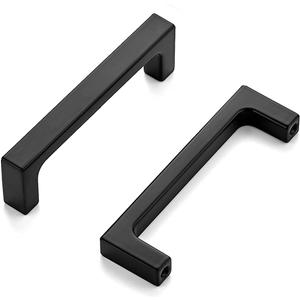 Ravinte 10 Pack 3 inch Hole Centers Matte Black Pulls Kitchen Cabinet Handles Solid Drawer Pulls Hardware Kitchen Flat Black Square Bar Cabinet Drawer Handles