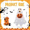 Retisee Lighted Halloween Ghost Dog Puppy with Pumpkin Outdoor Decoration Pre-lit 2D Tinsel Spooky Ghost Dog Halloween Lighted-up Party Courtyard Porch Garden Lawn Display Decor, Not Include Battery