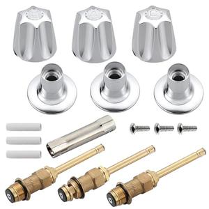 gcbcrit 39619 Bathtub Shower Handle Remodel/Rebuild Trim Kit, Shower Knob 3 Piece for Price Pfister Verve Faucets, Includes 12H-2H, 12H-2C, 12H-18D Stems and Tubs knob Handle and Flange Base (Chrome)
