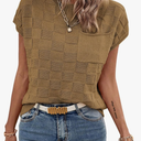 SHEWIN Womens Short Sleeve Sweater Casual Crewneck Summer Tops Lightweight Cap Sleeve Knit Sweater Vest Tops,XL