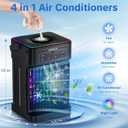 Portable Air Conditioners, 2026 Upgraded 4-IN-1 Quiet Portable AC Unit with Remote, 1100ML Tank Evaporative Air Cooler, 7 Color Light Personal Mini Air Conditioner for Bedroom,Office, Camping, Car,RV
