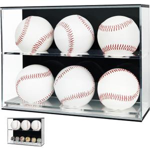 Acrylic Baseball Display Case - Wall Holder, Clear Ring Display Case, Dual Function Swap Insert, Baseball Gifts for Boys 8-12