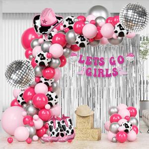 YQUQWN 131 PCS Disco Cowgirl Balloons Arch Garland Kit Western Party Decorations Cow Print Balloons for Disco Cowgirl Last Rodeo Bachelorette Birthday Party Decorations Lets Go Girls Party Decor