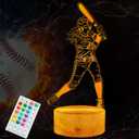 Baseball Gifts for Girls, Baseball Night Light, 3D Illusion Lamp with 16 Colors Changing, Timer, 4 Flash Modes and Dimmable, Accessories Stuff for Room Decoration, Kids Girls Holiday Xmas Gifts