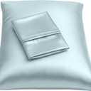 BLISSFORD Satin Pillowcase with Zipper, for Hair and Skin Care, Feels Soft and Cool Like a Silk Pillowcase, Satin Pillow Cases 2 Pack, Slik Pillow Cover, Baby Blue - Queen Size, Set of 2