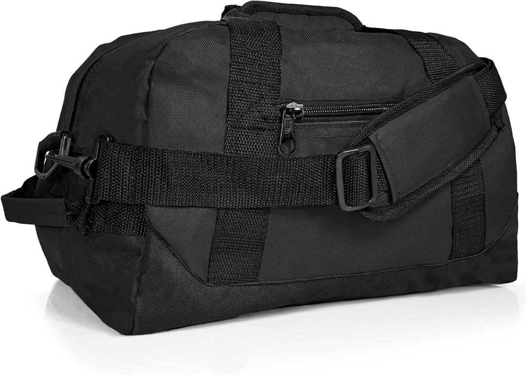 DALIX 14" Small Duffle Bag Two Toned Gym Travel Bag (Black)