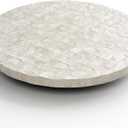 12 Inch Capiz Lazy Susan, Decorative Lazy Susan Turntable Centerpiece for Dining Table, Kitchen Counter, Round Mother of Pearl Capiz Shell Spinning Tray for Countertop & Tabletop (White)