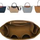 ZTUJO Purse Organizer Insert For Longchamp Le Pliage, Premium Felt Longchamp Purse Organizer Insert Small Medium Large, Tote Organizer Insert (Lighting Coffee, Small For Handle S)