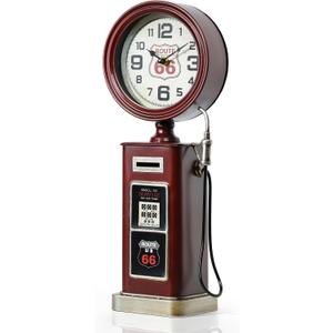 AYRELY 16" Vintage Industrial Gas Pump Mantel Clock, Battery Operated Metal Clock Route 66 Decor,Retro Mechanical Decorative Clock Gifts for Home,Living Room,Fireplace, Man Cave Decor