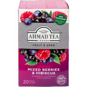 Ahmad Tea Herbal Tea, Mixed Berries & Hibiscus Teabags, Decaffeinated & Sugar-Free, 20 Count (Pack of 6) BBD: 03-096-29