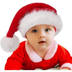 Baby Santa Hat for Newborns  Soft Red Faux Fur Christmas Cap, Classic Holiday Santa Claus Hat for Boys & Girls, Photo Prop & Party Costume