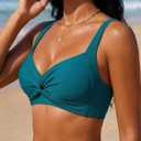 Twist Knot Bikini Top for Women V Neck Push Up Swimsuit Tops Only (Green, XL)