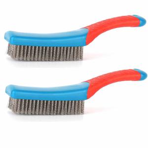 2pcs Stainless Steel Wire Brushes for Rust Removal Wire Metal Brush for Cleaning Concrete Paint Remover Grill Rust Remover with Handle