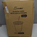 Lamosi 100 Pack 20 oz Clear Plastic Cups with Lids and Straws, Disposable Iced Coffee Cups with Lids for To-Go Cold Drinks, Smoothies and Slushie
