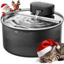 oneisall Cat Water Fountain Stainless Steel Tray: 108oz/3.2L Wireless Pet Fountain for Cats Indoor, Rechargeable Battery Operated Automatic Cordless Water Dispenser for Drinking, Ultra Quiet, BPAFree