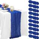 10 Pack Royal Blue Cheesecloth Table Runner 10FT Boho Gauze Fabric Table Runner Vintage Rustic Sheer Runners for Wedding Party Bridal Baby Shower Long Table Decorations (21"x120")