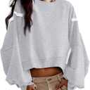 Zwurew Womens Casual Sweatshirt Long Sleeve Tops Crewneck Loose Fit Tee Pullover Crop Tshirt Side Slit Fall Fashion 2024 (Small, Light Grey)