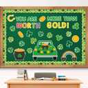 128Pcs St. Patrick's Day Bulletin Board Classroom Decoration You Are Worth More Than Gold Cutouts Shamrock Clover Truck Name Tags School Home Party Supplies Classroom Chalkboard Wall Door Decor