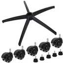 Frassie Office Gaming Chair Metal Base Replacement with 5 Wheels Bell Glides Replacement, 28 Inch Heavy Duty 2500 Lbs Universal Computer Chair Stool Base Part (Silver)