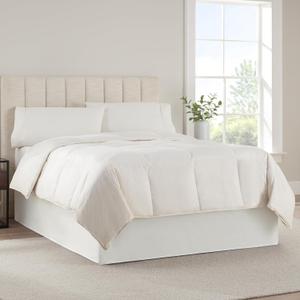 SERTA Modern Solid Bed Skirt, Hotel Quality Dust Ruffle with 13 Inch Drop, Machine Washable, King, White