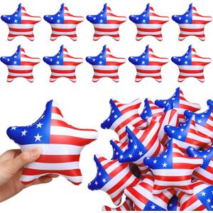 24 Pcs Patriotic Beach Balls Bulk 4th of July Mini Inflatable 5" American Flag Star Beach Balls Red White and Blue 4th of July Party Decor for 250th Anniversary Summer Swimming Party Supplies