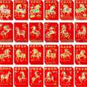 Supla 120 Pcs 24 Designs Chinese New Year Red Envelopes Bulk Lucky Money Pockets Hong Bao Lai See Red Packets Lucky Cash Envelopes for Asian Vietnamese Chinese Lunar New Year 2026 Year of the Horse