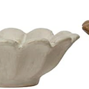 Creative Co-Op Stoneware Flower Bowls, 6" L x 6" W x 3" H, Multicolor