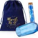 3 Pcs Jewish Wedding Chuppah Breaking Glass Jewish Gifts for Couples Engagement Marriage Anniversary Ceremony Glass Souvenir Vessel Groom with Drawstring Bag(Blue)