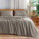 Shilucheng 100% Cotton King Size Sheets Set - 600 Thread CountLuxury Egyptian Cotton Bed Sheets5-Star Hotel Quality Sheets, Breathable & Cooling, 16 Inch Deep Pocket - 4 Piece (Taupe, King)