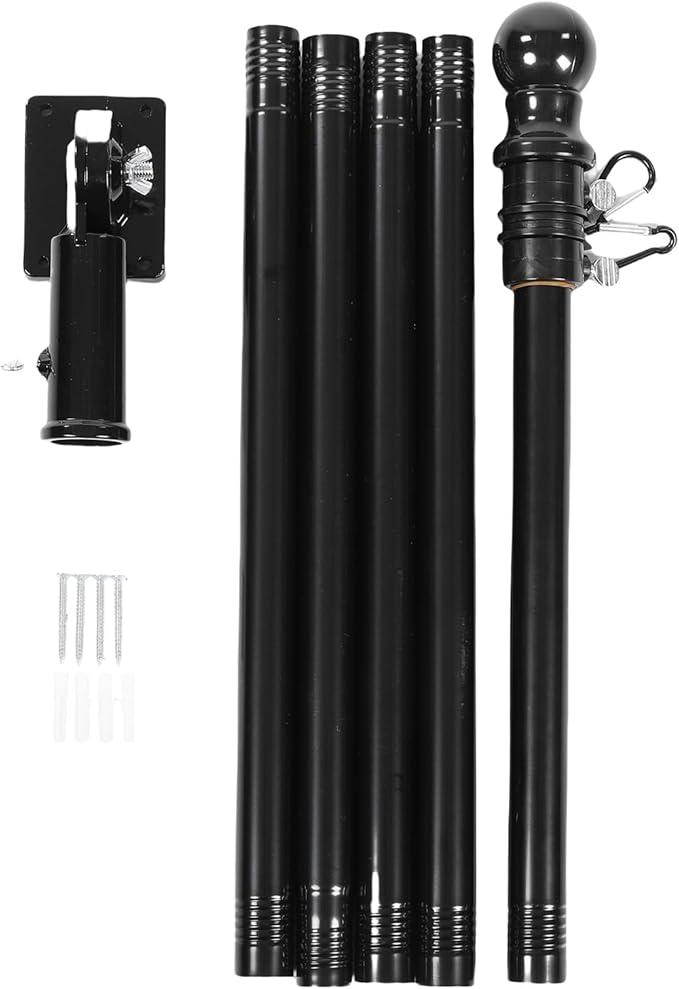 1set Stainless Steel Flag Pole Outdoor Garden Flag Rod Rings and Weather-Resistant Design for House Roof and Garden Display, Missing 1 Detail