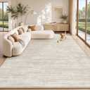 9x12 Area Rugs Living Room Rug: Washable Modern Abstract Rugs Neutral Non Slip Rug Soft Low Pile Indoor Bedroom Carpet for Nursery Office Dining Room Kids Room (Beige, 9'x12')