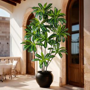 Tall Faux Artificial Trees Large Fake Tree Floor Plastic Big Plants Indoor Dracaena Decorative for Home Living Room Bedroom Decor Indoor Outdoors Porch Balcony arboles artificiales para decoracion