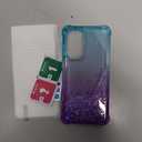 for Samsung Galaxy A56 5G Case with Tempered Glass Screen Protector Glitter Bling Floating TPU Bumper Cushion Corners Protection Case - Purple