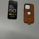 For iPhone 16 Pro Leather Case with Stand, Anti-Slip Grip Ring, Fits for MagSafe (Brown, IP 16 Pro-6.3inch)