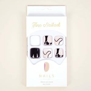 RODAKY French Press on Toenails for Women Full Cover Line black False Nails for Toe Fashion White Fake Toenail Square Toe Nail Tips Designs Nails Artifical Toenail Acrylic Foot Nail Tips 24Pcs