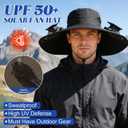Solar Fan Hat,Solar Powered Fan Hat for Men Women,Wide Brim Sun Hat with 2 Solars Fan,2-in-1 Hands-Free Hats Fans (Black)