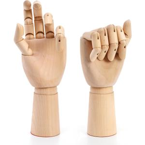 Tosnail 2 Pack 11.4" Wooden Hand Model, Artist Drawing Figure with Posable Fingers, Mannequin Left and Right Hands